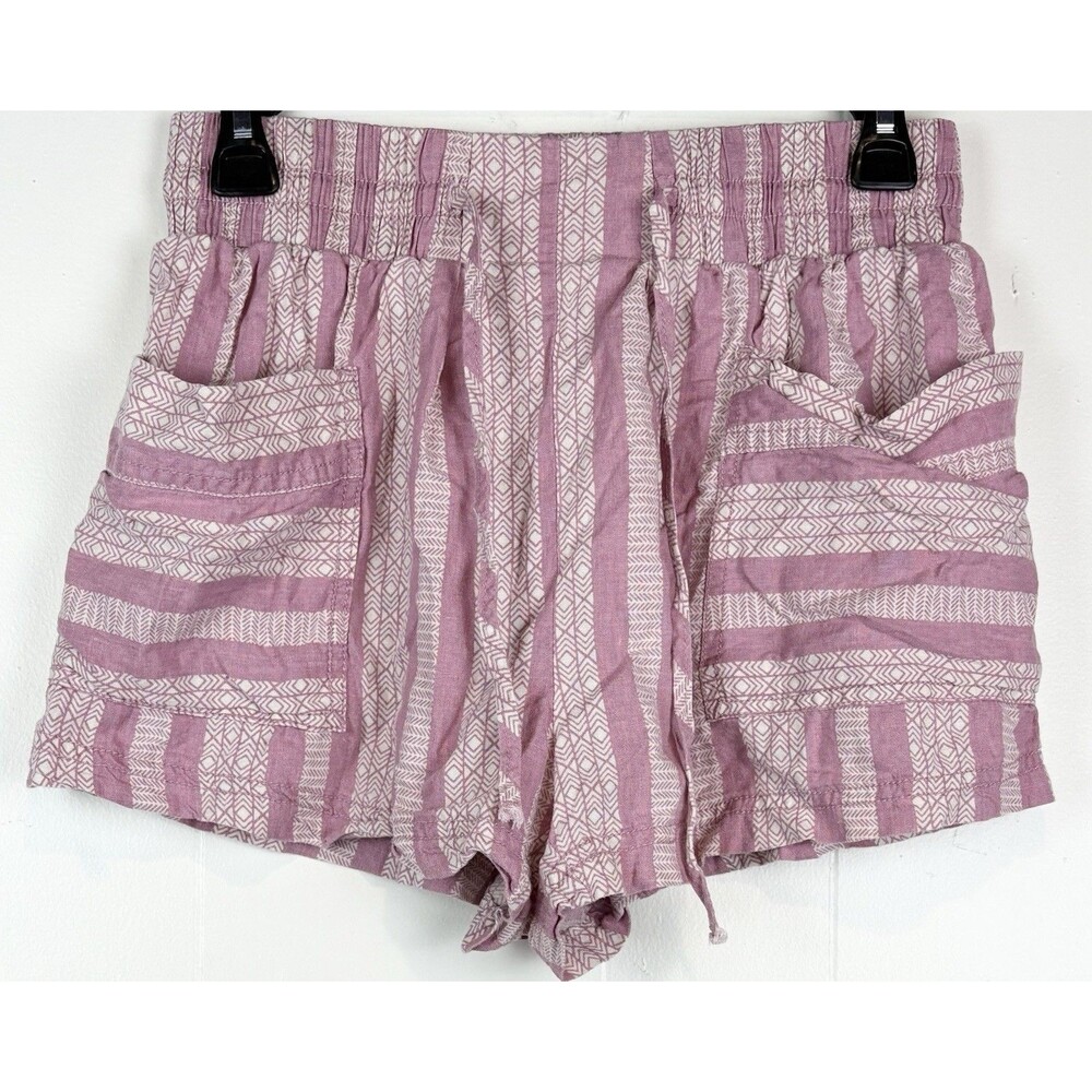 Free People Shorts Linen Blend Pink Patterned Boho Women's XS Extra Small